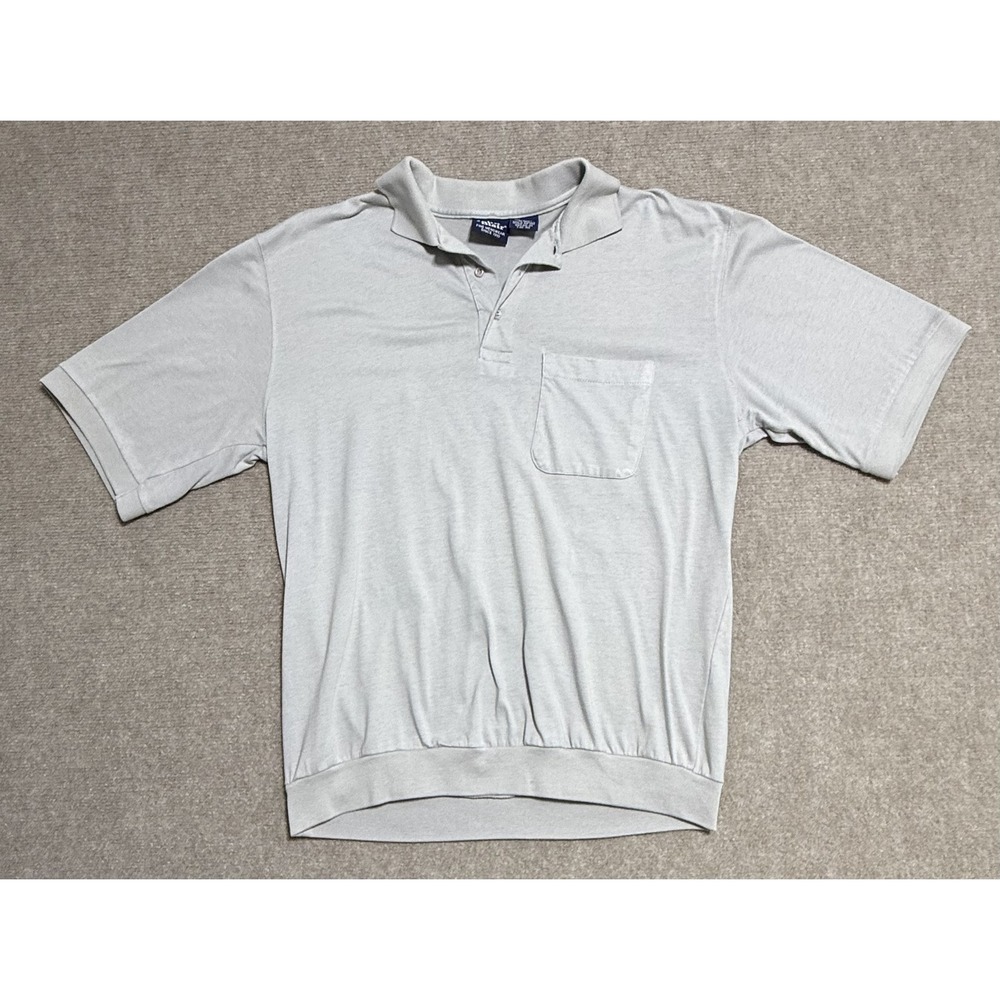 John Blair Polo Shirt Mens Large Gray Short Sleeve‎ Pocket Pullover Classic Top